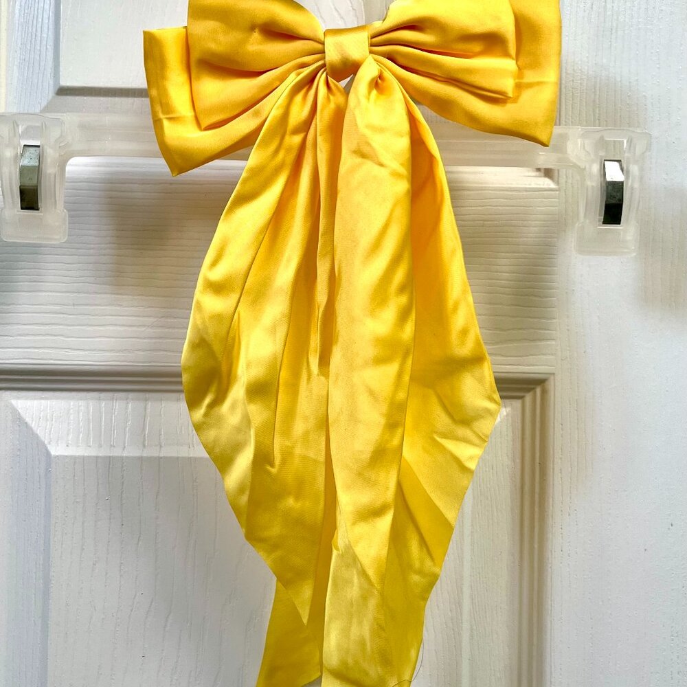 NEW HANDMADE LARGE YELLOW HAIR BOW CLIP BARRETTE